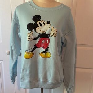 Disney Women's Light Blue with highlight sparkle Mickey Mouse sweatshirt